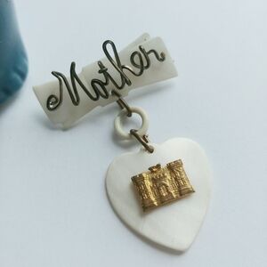 Vintage Antique Mother Shell Brooch Pin